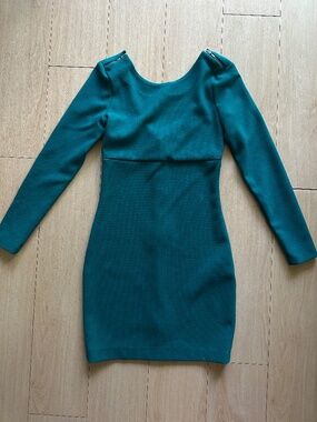 long sleeve zara trafaluc green dress